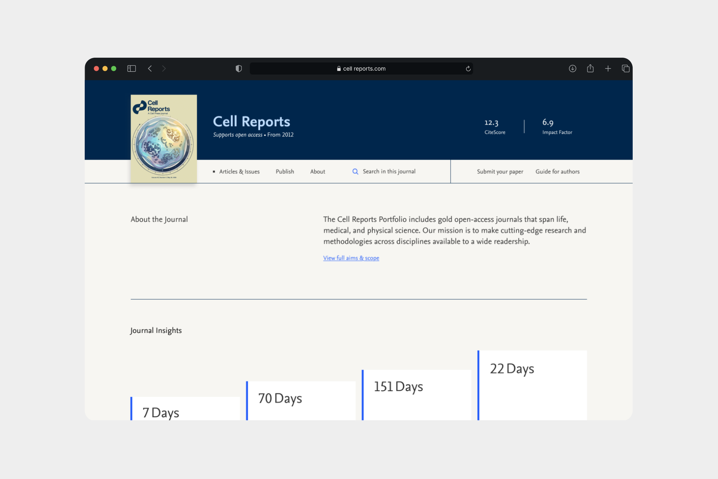 Journal landing page