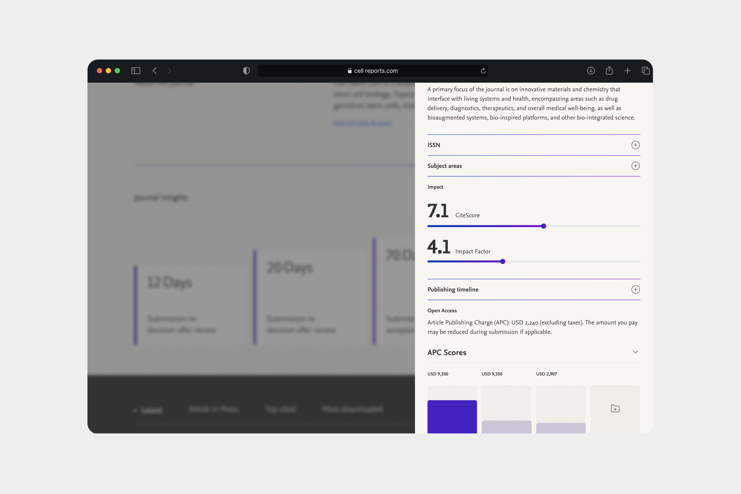 Journal landing page
